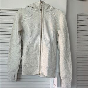 NWT Lululemon Scuba Full Zip Hoodie - Light Heather/Gold Zip. Size 4!